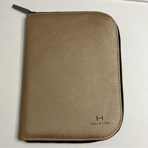 Halston Bronze hue thin Jewelry Organizer Travel Zipper Pouch soft interior snap